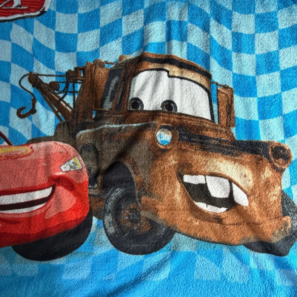 Disney Pixar Cars Lightning McQueen Tow Mater Blue Fleece Throw Blanket 46x59